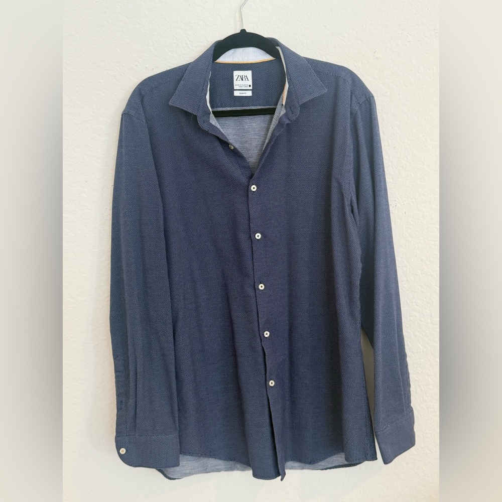 ZARA NEVER WORN  Men’s Dark Blue Casual Button-Down Shirt